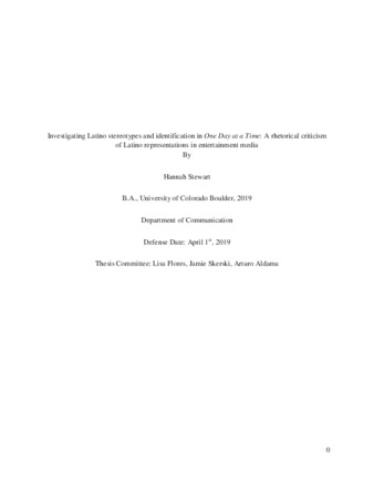 Investigating Latino Stereotypes and Identification in One Day at a Time: A Rhetorical Criticism of Latino Representations in Entertainment Media thumbnail