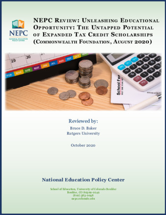 NEPC Review: Unleashing Educational Opportunity: The Untapped Potential of Expanded Tax Credit Scholarships in Pennsylvania (Commonwealth Foundation, August 2020) thumbnail