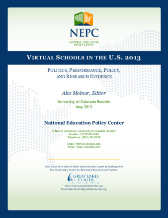 Virtual Schools in the U.S. 2013: Politics, Performance, Policy, and Research Evidence thumbnail