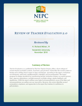 NEPC Review: Teacher Evaluation 2.0 thumbnail